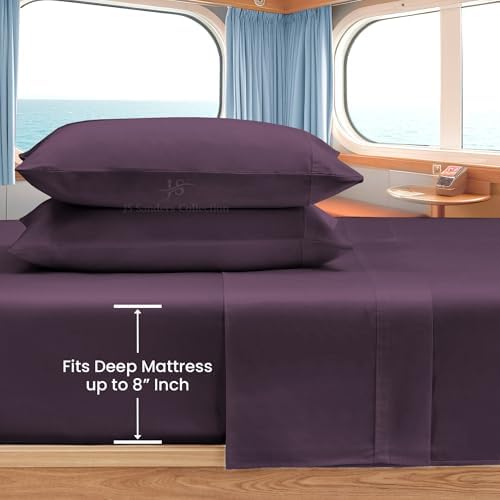JS Sanders Collection 4PC Boat Sheet Set Universal XL V Berth, Plum