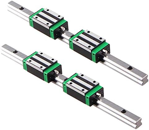 Linear Guide Rail 2 X HGR 15-300mm Linear Slide Rail + 4 X Bearing Blocks Linear Guideway Rail for DIY CNC Routers Lathes Mills