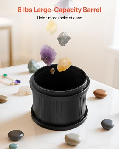 VEVOR Rock Tumbler Kit, 8 lbs Rock Polishing Kit, 4 Speed Settings 9-Day Polishing Timer Stone Polishing Kit, Double Barrel Rock Polisher with Adapter, Rock Polisher for Adults and Kids