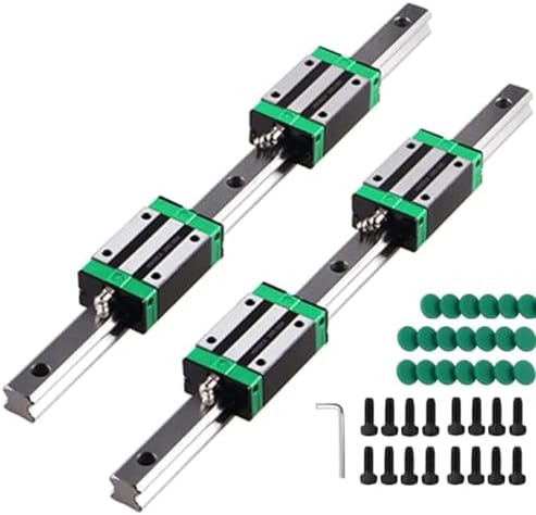 Linear Guide Rail 2 X HGR 20-200mm Linear Slide Rail + 4 X Bearing Blocks Linear Guideway Rail for DIY CNC Routers Lathes Mills