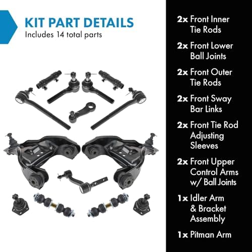 TRQ Control Arm Ball Joint 14pc Steering Suspension Kit