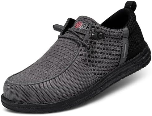 LARNMERN Steel Toe Loafers Women Slip On Work Safety Shoes Walking Sneakers