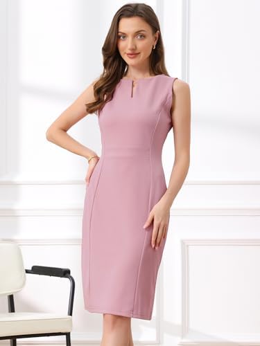 Allegra K Womens Work Sheath Dress Sleeveless Business Pencil Dresss