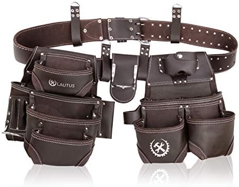 LAUTUS Oiled Tanned Rig Tool Belt/Pouch/Bag, Carpenter, Construction, Framers, Handyman, Electrician