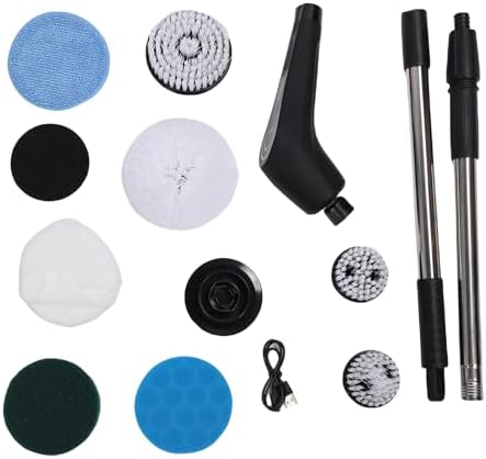 Aramox Electric Spin Scrubber, Cordless Shower Scrubber with Adjustable Extension Handle, 8 in 1 Dual Speed 3000mAh for Bathtub Tile Window Floor Cleaning