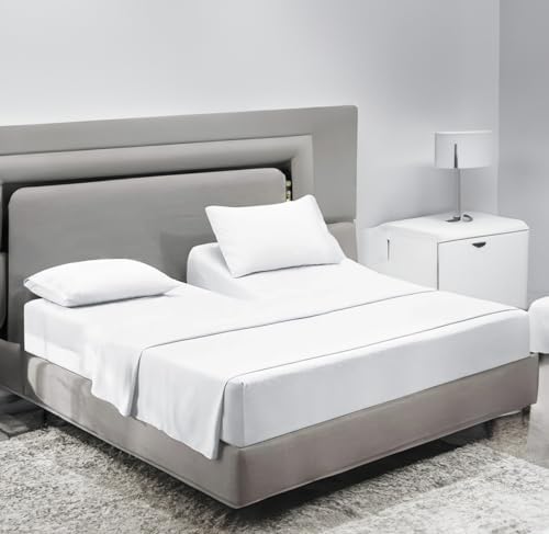 Sanders Collection Inc SCI Top Split Flex Sheet Set for Adjustable Bed 30" Split Head California King Size 800 Thread Count 100% Egyptian Cotton 4 Piece Set fits up to 16 Inch Deep Pocket (White)