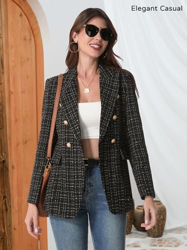 Mina Self 2026 Women's Fall Tweed Blazer Plaid Jacket Business Casual Coat