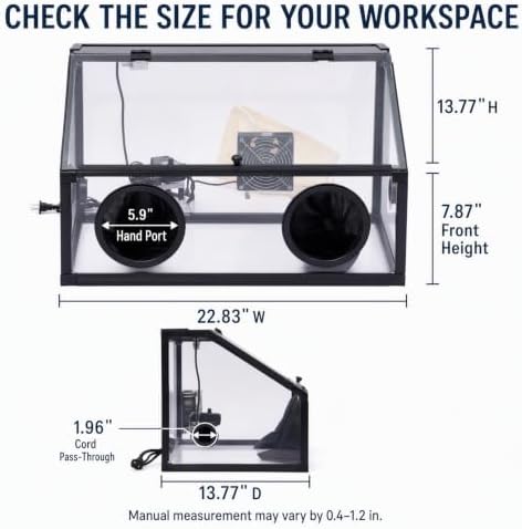 Enclosed Grinding Dust Box,Fully Enclosed Grinding Table Polisher,-Proof Cage,Acrylic Cover,LED Light with Fan,Small Acrylic Transparent Box,for -Proof from Flying Away During Grinding Operation
