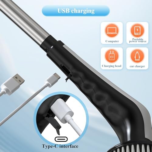 Electric Spin Scrubber,IPX7 Waterproof Cordless Cleaning Brush, Bathroom Scrubber with Adjustable Handle and 9 Replaceable Brush Heads,3-speeds,Electric Rotary Scrubber for Bathroom,Tub,Tile