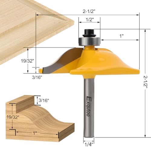 Exqutoo 1PCS 1/4" Shank 2-1/2" Diameter Raised Panel Cabinet Door Making