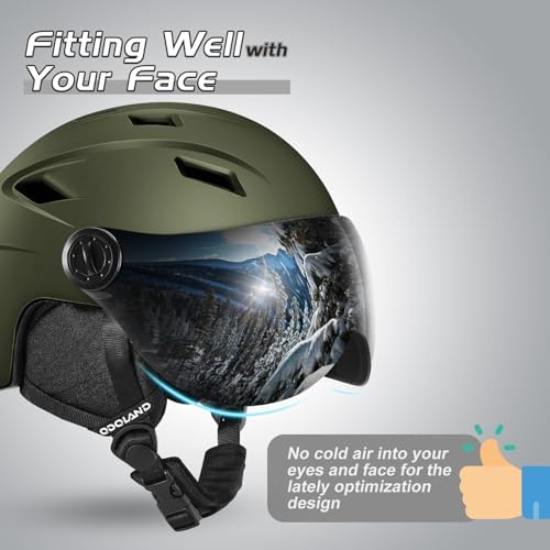 Odoland Ski Helmet with 2-in-1 Visor Goggles, Lightweight for Men Women