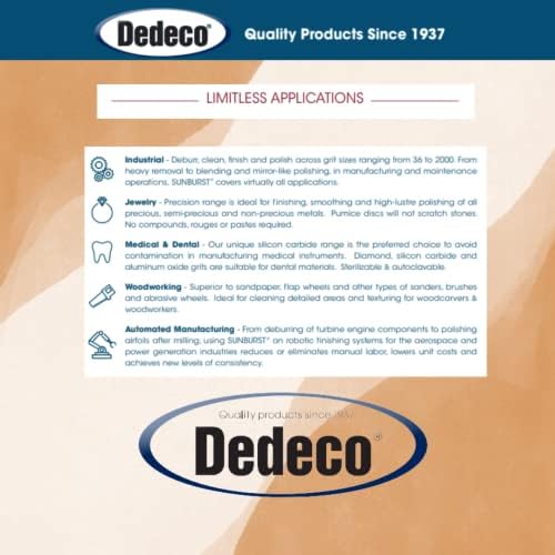 Dedeco Sunburst Radial Bristle Discs 6-Pack - 7/8" Curved 4-Ply Mounted Discs - Peach 2500 Grit (Extra-Fine, 6 Micron) - Aluminum Oxide for Polishing & Finishing