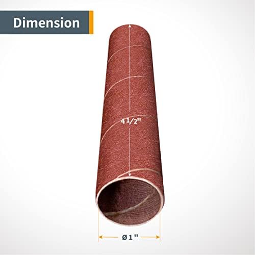 POWERTEC 11212-P2 4.5 Inch Sanding Sleeves for Spindle Sander, 120 Grit, Aluminum Oxide Sandpaper Diameter 1 Inch – 6 Pack