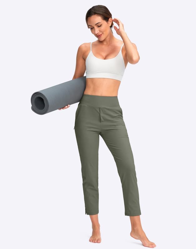 YYV Women's Golf Pants High Waist Stretch Ankle Pants with Pockets