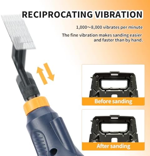 Reciprocating Sander, Mini Detail Sander Tool, Variable Speed and USB Charging with LED Light, Pen Sander With 6pcs Sanding Head, Fit for Sanding, Polishing, Finishing, DIY Crafts (Blue)