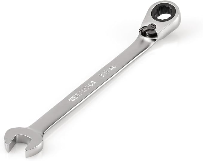 TEKTON 3/8 Inch Reversible Ratcheting Combination Wrench | WRC23310 | 12-Point, Satin Chrome Finish
