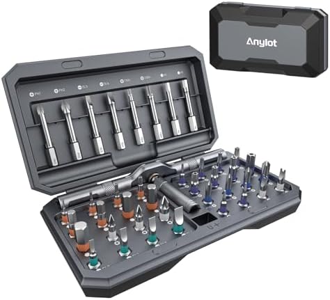 42 in 1 Magnetic Ratcheting Screwdriver Set with Storage Case & Multi Bits | T Handle Allen Wrench Set, S2 Steel Bits Perfect for computer, Eyeglass, Bicycle, Watch, Furniture, and DIY Repair.