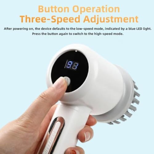 Cordless Electric Spin Scrubber with 5 Brush Heads, 3-Speed Cleaning Brush