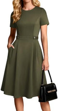 GRACE KARIN Women's 2026 Short Sleeve Church Work Midi Dresses with Pockets