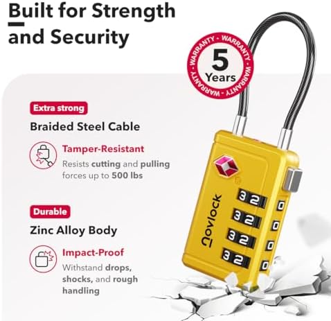 TSA Approved Luggage Locks, Travel Locks with Inspection Indicator