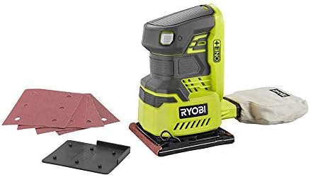 Ryobi P440 One+ 18V Lithium Ion 12,000 RPM 1/4 Sheet Palm Sander w/ Onboard Dust Bag and Included Sanding Pads (Battery Not Included, Power Tool Only)
