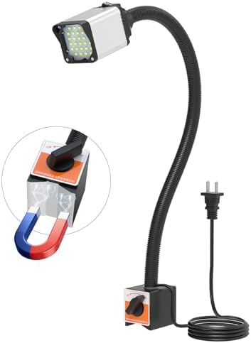 28LEDs Magnetic Light, 1320 Lumen 120v Flexible Gooseneck Work Light with Adjustable Magnetic Base for CNC MlilingDrill Press Sewing Machine Industrial Lighting, 12w