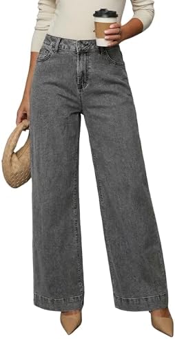 Dokotoo Women's Casual High Waisted Jeans Stretch Wide Leg Loose Denim Pant