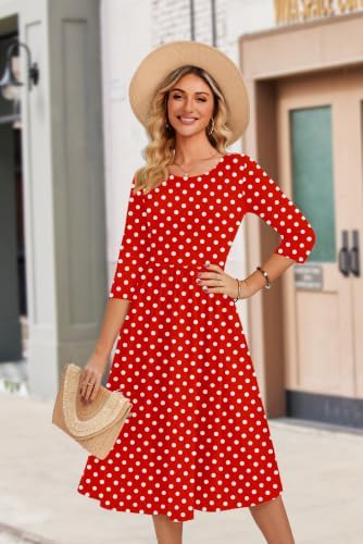 Zeagoo 3/4 Sleeve Women's Dress Casual Aline Summer Fall Midi Long Dresses