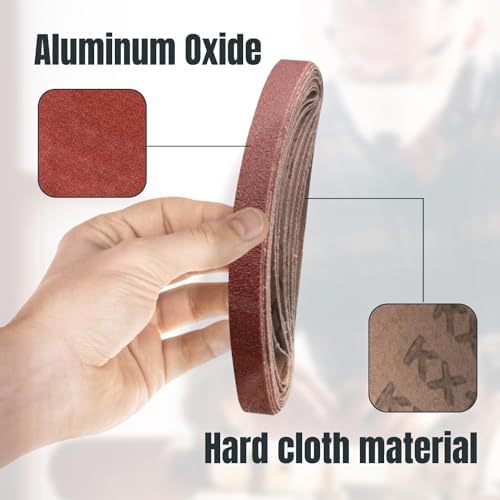 POWERTEC 1/2 x 18 Inch Sanding Belts, 40PK, 180 Grit Aluminum Oxide Belt Sander Sanding Belt for Air File Belt Sander, Woodworking, Metal Polishing (401818-P2)