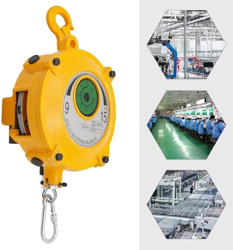 Spring Balancer Retractable Spring Tool Balancer, 1.5m Length Wire Rope 360 ° Rotatable Hook Adjustable Tension Industrial Tool Hanging Holding Equipment (9-15kg/19.84-33.07lbs)