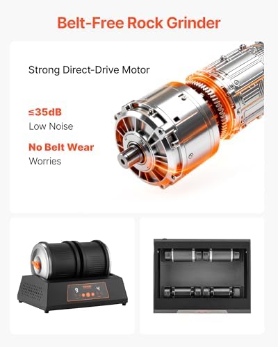 VEVOR Rock Tumbler Kit, 8 lbs Rock Polishing Kit, 4 Speed Settings 9-Day Polishing Timer Stone Polishing Kit, Double Barrel Rock Polisher with Adapter, Rock Polisher for Adults and Kids