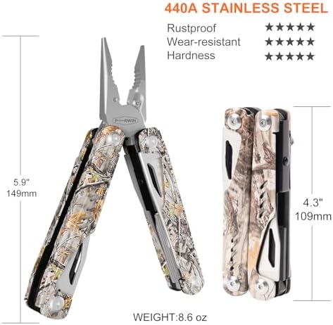 PERWIN Multitool - 26 in 1 Multi Tool Pliers with Pocket Knife, Bottle Opener, Saw, EDC for Survival Camping, Hunting and Hiking, Stainless Steel