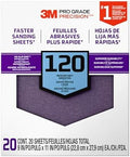3M Pro Grade No-Slip Grip Advanced Sandpaper, 120 Grit, 9" x 11" Sheets – 20-Pack for Wood, Metal, and Paint Surfaces