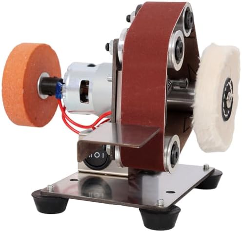 3-In-1 Mini Belt Sander, Small Bench Grinder Kit with 7 Speed Adjustable Power Polisher and DIY Polishing Grinding Tool,for Metal Wood DIY Handcraft, Tool & Knife Sharpening