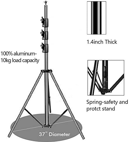 HYJ-INC 10 x 10Ft Photo Video Studio Heavy Duty Adjustable Muslin Backdrop Stand Background Support System Kit for Photography with Carrying Bag，4 Pcs Spring Clamps