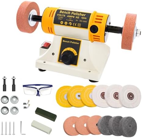 Jewelry Bench Polisher, Variable Speed Buffer for Metal, Wood & Jade