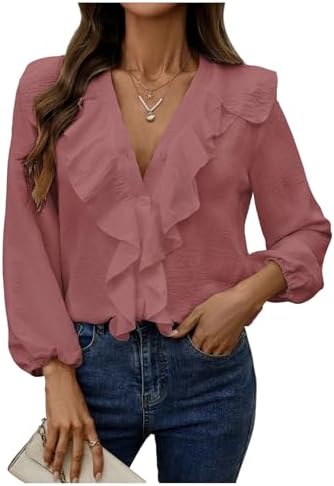 GORGLITTER Women's Ruffled Top Blouses Dressy Business Casual Outfits