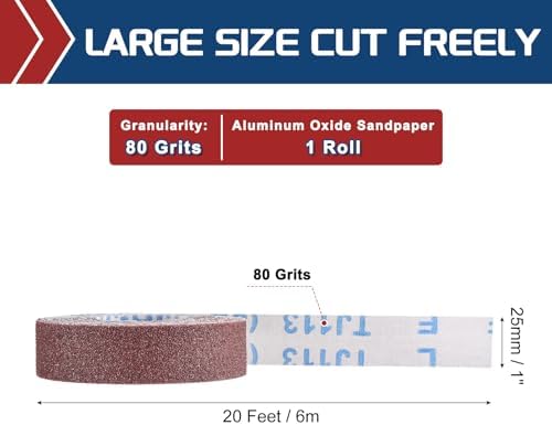 Sandpaper Roll 1Inch 20FT 80Grit Aluminum Oxide Emery Cloth Roll