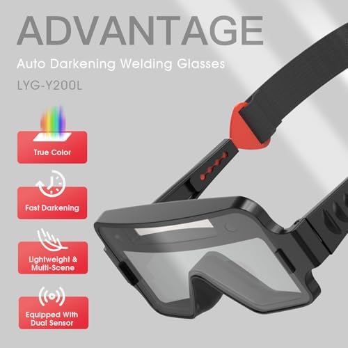 YESWELDER True Color Auto-Darkening Welding Goggles, 2-Sensor View