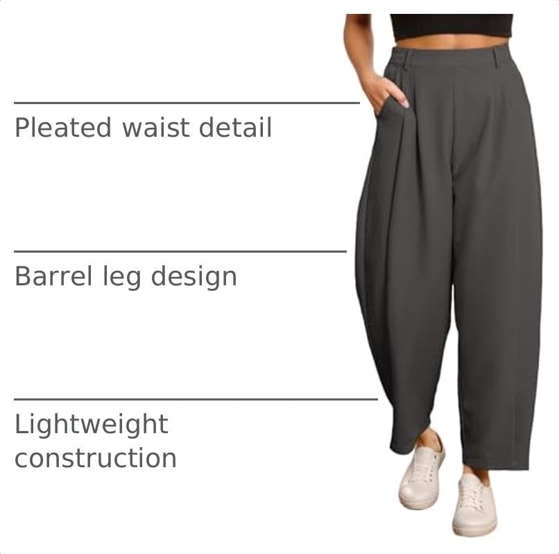 EVALESS Womens Wide Leg Barrel Pants with Pockets