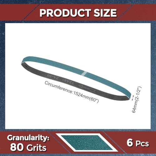 6 Pcs Sanding Belts 2-1/2 x 60 Inch 80 Grit Zirconia