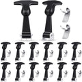 Mudder 12 Pcs Rubber Latches T-Handle Steel Brackets for Hood Cabinet | Elastic Rubber Strap, Stainless Steel Brackets, Flexible Hasp for Vehicle Engine Hood, Tool Box, Cabinet Secure