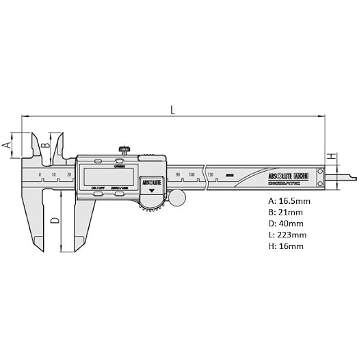 Mituttoyo 500-196-30 Caliper 6" (150mm) – High-Precision AOS Encoder – Stainless Steel Vernier Caliper with .0005"/0.01mm Resolution for Accurate Measurement