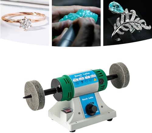 Bench Buffer Polisher, 320W Jewelry Polisher with 2 Cloth Wheels, 2 Fiber Wheels, Adjustable Variable Speed Polishing & Buffing Machine for Jewelry, Wood, Silver, Dental, Metal, Jade