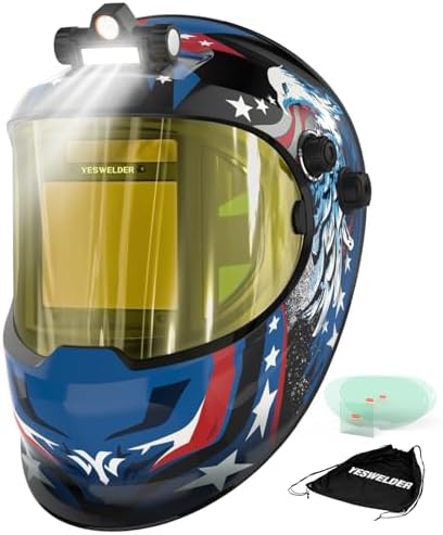 YESWELDER Auto Darkening Welding Helmet with LED, 180° View, LYG-Q800D-BE