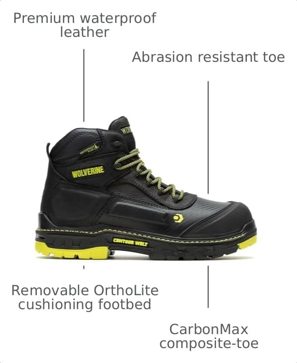Wolverine Men's Overpass Composite Toe Waterproof Work Boots
