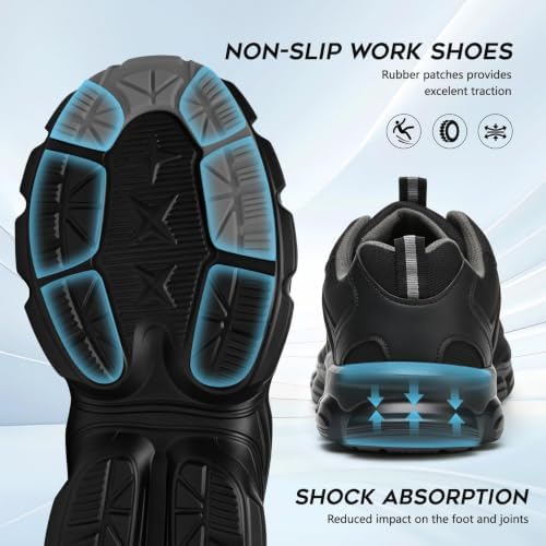 Hogent Steel Toe Shoes for Men Women - Non Slip & Lightweight Work Shoes