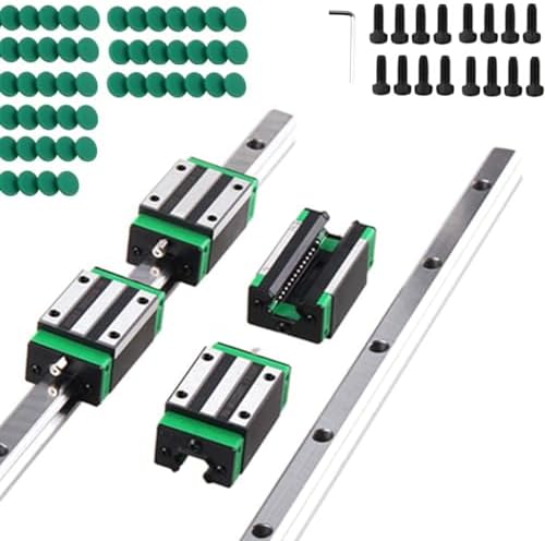 Linear Guide Rail 2 X HGR 15-1200mm Linear Slide Rail + 4 X Bearing Blocks Linear Guideway Rail for DIY CNC Routers Lathes Mills