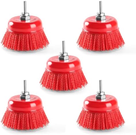 POLIWELL 4 Inch Nylon Filament Brush 5 Pack Abrasive Bristle