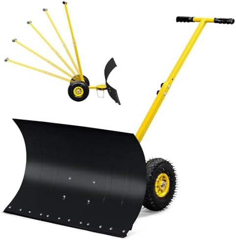 Outvita Snow Shovel with Wheels, 29" Wide 18" Long, Black & Yellow